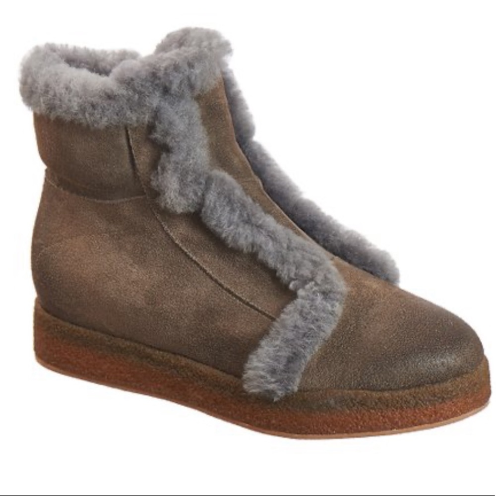 Antelope Style 208 Winter Suede Booties With Trim Faux Fur